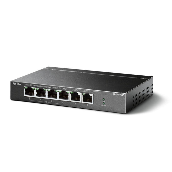 TP-Link TL-SF1006P, Unmanaged, Fast Ethernet (10/100), Full duplex, Power over Ethernet (PoE)