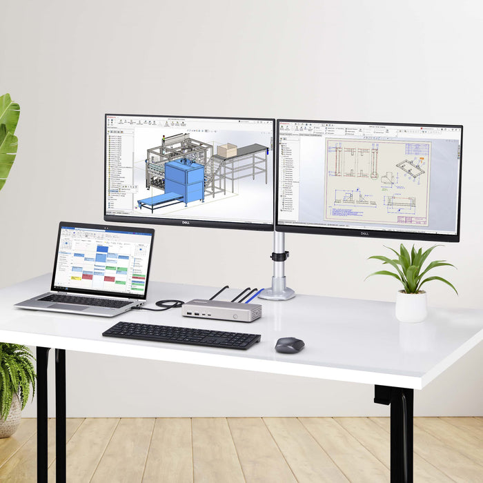 StarTech.com Dual-Monitor USB4 Docking Station, Dual 4K 120Hz or Single 8K 60Hz HDMI, 100W Laptop Charging, 2.5GbE, USB-C Multi-Monitor Dock, Driverless, Wired, USB4, 100 W, 10,100,1000,2500 Mbit/s, Silver, 40 Gbit/s