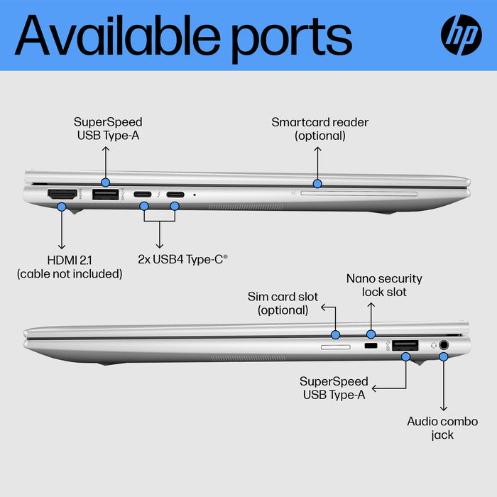 HP EliteBook 835 13 G10, AMD Ryzen™ 5 PRO, 3.2 GHz, 33.8 cm (13.3"), 1920 x 1200 pixels, 16 GB, 512 GB