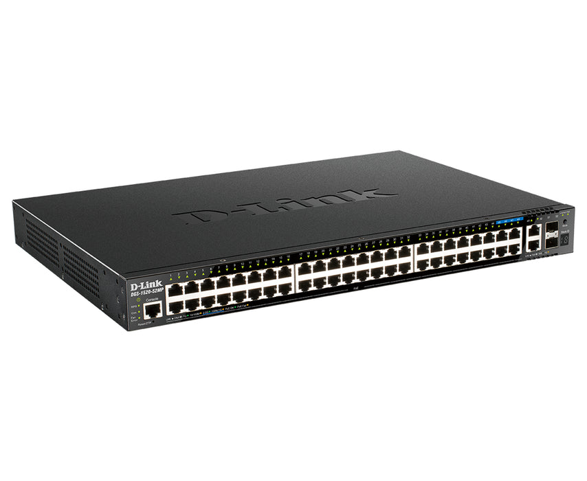 D-Link 48-Port Gigabit Stackable POE+ Smart Managed Switch with 2 x 10GBase-T & 2 x 10G SFP+, Managed, L3, Gigabit Ethernet (10/100/1000), Power over Ethernet (PoE), Rack mounting, 1U