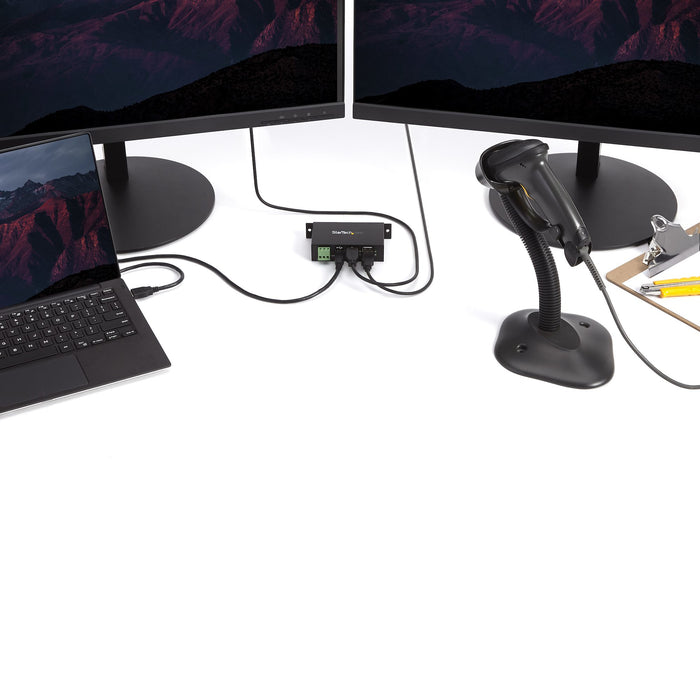 StarTech.com 4-Port USB 2.0 Hub - Metal Industrial USB-A Hub - Din Rail, Wall or Desk Mountable USB Data Hub - TAA Compliant USB Expander Hub, USB 2.0 Type-B, USB 2.0, 480 Mbit/s, Black, Steel, Power