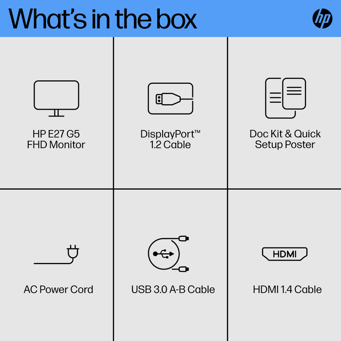 HP E27 G5 FHD Monitor, 68.6 cm (27"), 1920 x 1080 pixels, Full HD, LCD, 5 ms, Black