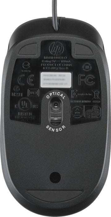 HP USB Optical 2.9M Mouse, Ambidextrous, Optical, USB Type-A, 800 DPI, Black