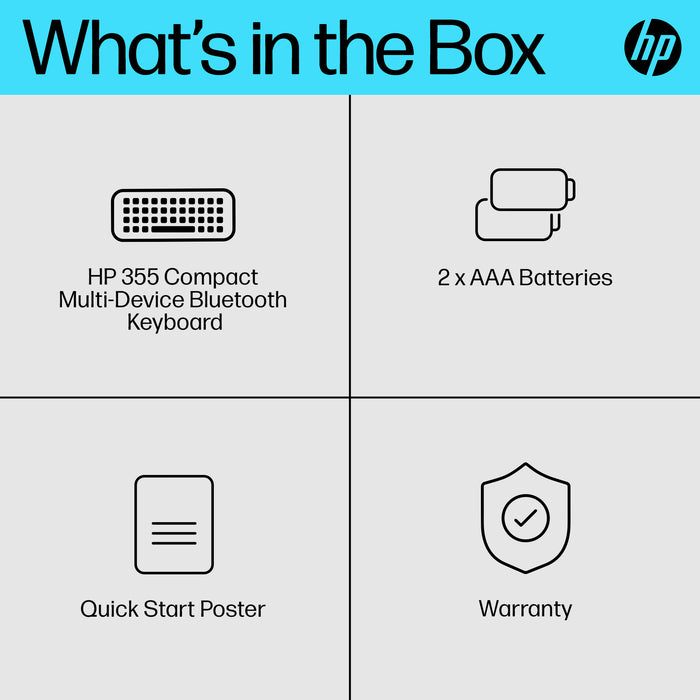 HP 355 Compact Multi-Device Bluetooth Keyboard, Wireless, Bluetooth, Mechanical, Black