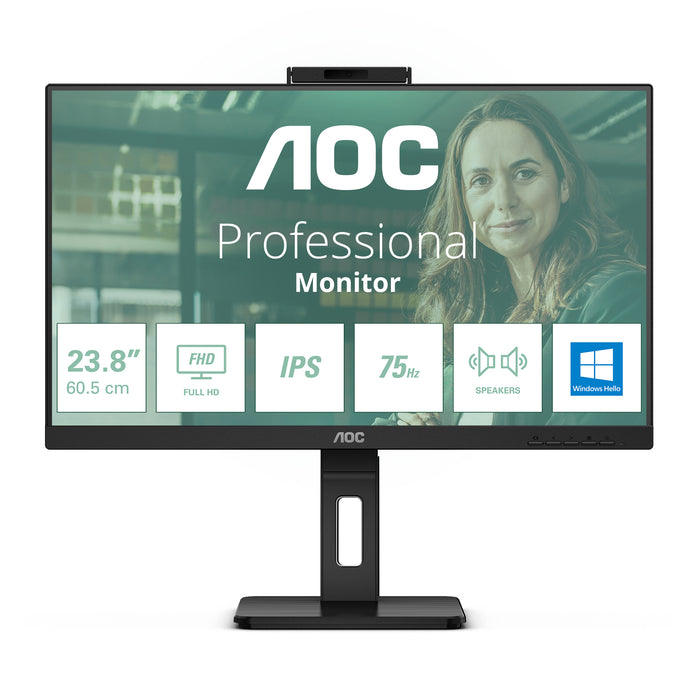 AOC 24P3CW, 60.5 cm (23.8"), 1920 x 1080 pixels, Full HD, LED, 4 ms, Black