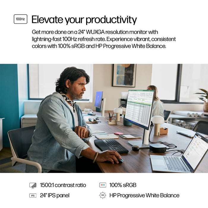 HP Series 5 Pro 24 inch WUXGA Monitor - 524pn, 61 cm (24"), 1920 x 1200 pixels, WUXGA, LCD, 5 ms, Black