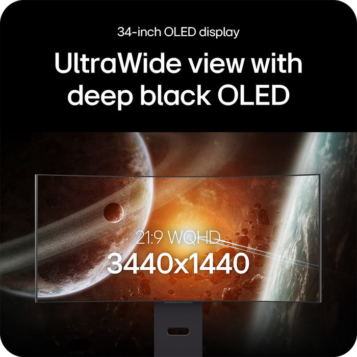 LG 34GX900A-B, 86.4 cm (34"), 3440 x 1440 pixels, Wide Quad HD, OLED, 0.03 ms, Black
