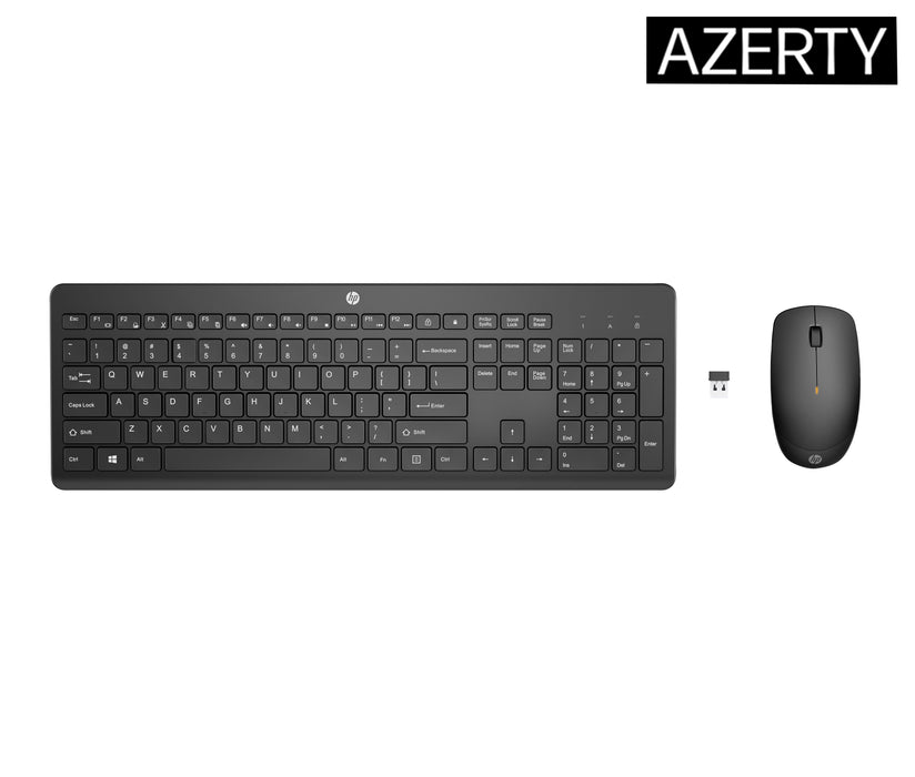 HP 230 Wireless Mouse and Keyboard Combo, Full-size, Wireless, RF Wireless, Membrane, Black, Mouse included