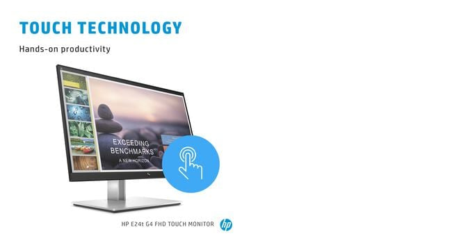 HP E-Series E24t G4, 60.5 cm (23.8"), 1920 x 1080 pixels, Full HD, LCD, 5 ms, Black, Silver