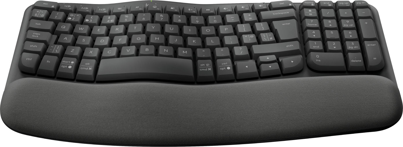 Logitech Wave Keys for Business, Full-size (100%), Wireless, RF Wireless + Bluetooth, Membrane, QWERTY, Graphite