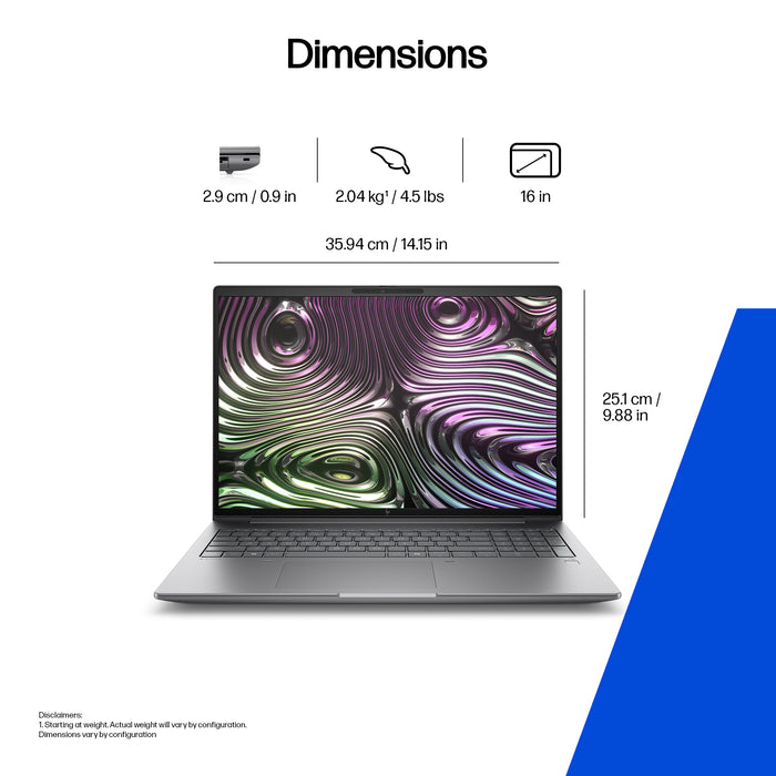 HP Zbook X G1i Data Science, Intel Core Ultra 7, 40.6 cm (16"), 1920 x 1200 pixels, 32 GB, 1 TB, Windows 11 Pro