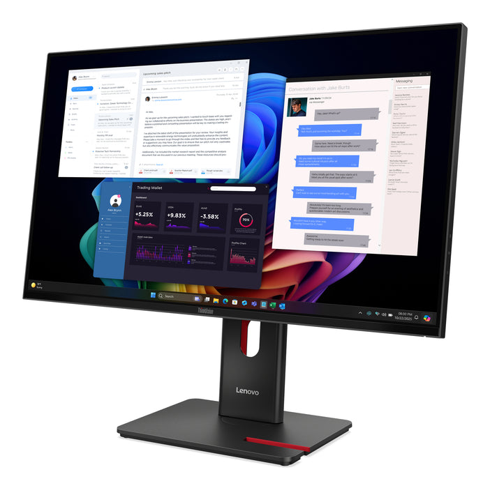 Lenovo ThinkVision T27UD-40, 68.6 cm (27"), 3840 x 2160 pixels, 4K Ultra HD, LCD, 6 ms, Black