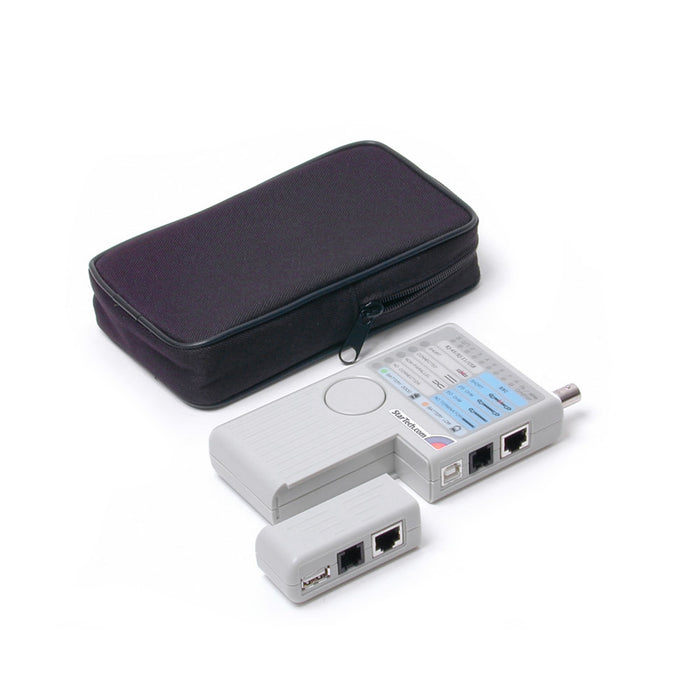 StarTech.com Professional Multi Function RJ45 RJ11 USB and BNC Cable Tester - TAA, BNC, RJ-11, RJ-45, USB, Continuity testing, Short circuit testing, Transmission testing, Grey, CE, 110 mm, 180 mm