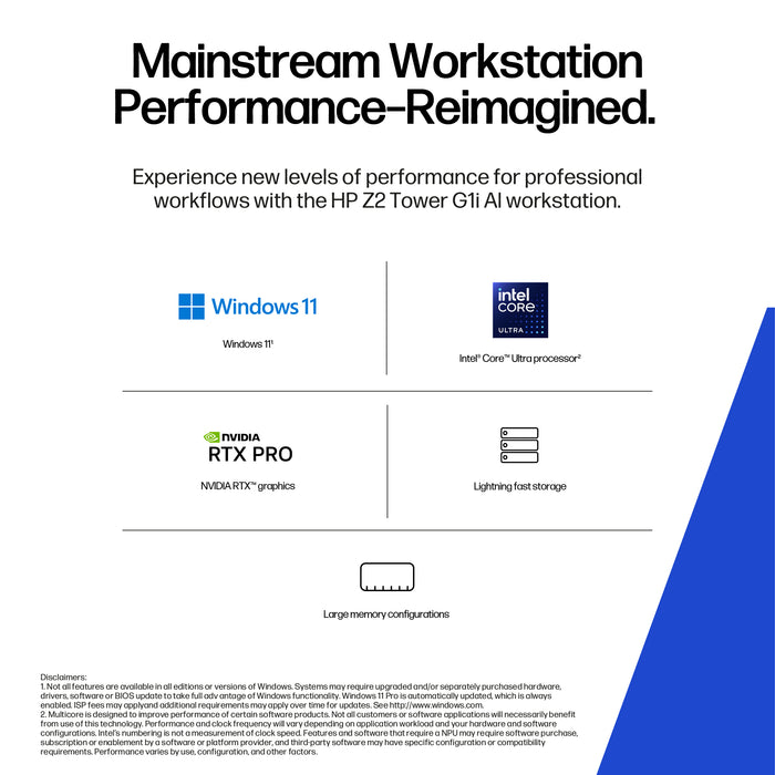 HP Z2 Tower G1i, Intel Core Ultra 7, 265K, 32 GB, DDR5-SDRAM, 1 TB, Windows 11 Pro