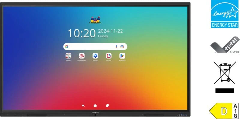 Viewsonic IFP6541-1-1C, 165.1 cm (65"), 1428.48 x 803.52 mm, 450 cd/m², 1.07 billion colours, 3840 x 2160 pixels, 4K Ultra HD