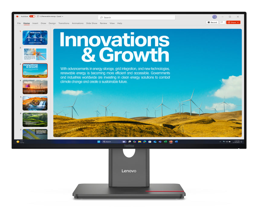 Lenovo ThinkVision P24QD-40 Monitor, 60.5 cm (23.8"), 2560 x 1440 pixels, Wide Quad HD, LED, 6 ms, Black