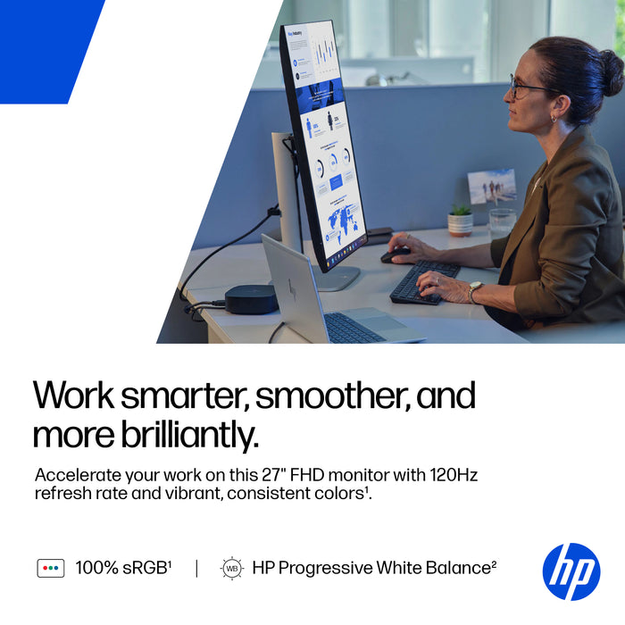 HP Series 5 Pro 27 inch FHD Monitor - 527pf, 68.6 cm (27"), 1920 x 1080 pixels, Full HD, LCD, 5 ms, Black