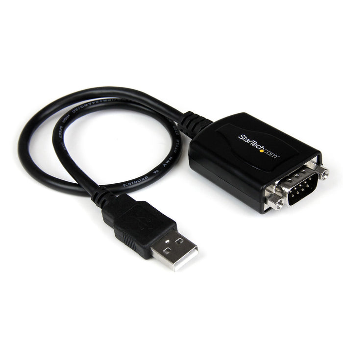 StarTech.com 1 ft USB to RS232 Serial DB9 Adapter Cable with COM Retention - TAA, Black, CE, FCC, Mac OS X 13.0 Ventura, 70 g, 1 pc(s), 174 mm