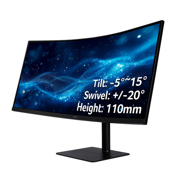 Acer Professional CZ342CURJ0 34" Curved Wide QHD ZeroFrame 120Hz 1ms Computer Monitor, 86.4 cm (34"), 3440 x 1440 pixels, Wide Quad HD, 1 ms, Black