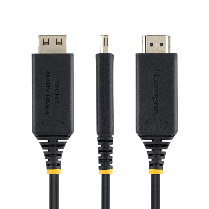 StarTech.com 2m USB-C to HDMI Adapter Cable, Gripping HDMI Connector, 4K 60Hz, Thunderbolt Compatible, HDR, Uni-Directional Cord for MacBook, Dell, HP, Lenovo, 2 m, USB Type-C, HDMI Type A (Standard), Male, Male, Straight