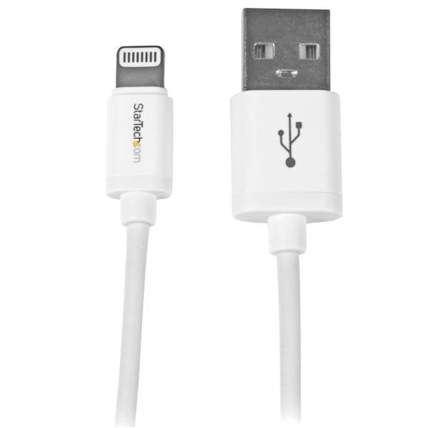 StarTech.com 1 m (3 ft.) USB to Lightning Cable - iPhone / iPad / iPod Charger Cable - High Speed Charging Lightning to USB Cable - Apple MFi Certified - White, 1 m, Lightning, USB A, Male, Male, White