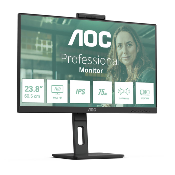 AOC 24P3QW, 60.5 cm (23.8"), 1920 x 1080 pixels, Full HD, 4 ms, Black