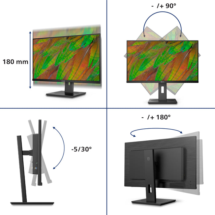 Philips 3000 series 32B1U3900/00, 80 cm (31.5"), 3840 x 2160 pixels, 4K Ultra HD, LCD, 4 ms, Black
