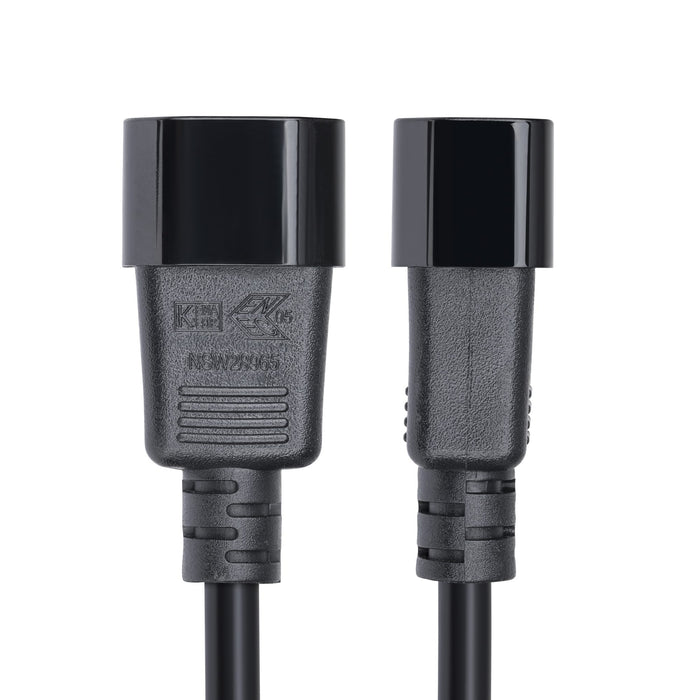 StarTech.com 4.5m (15ft) Power Extension Cord, C14 to C13 PDU Power Cord, 10A 250V, 14AWG, AC Power Cable for PDU/Power Supply, KEMA-KEUR Certified, 4.57 m, C14 coupler, C13 coupler, SJT, 250 V, 15 A