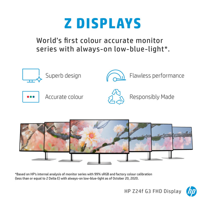 HP Z24f G3 FHD Display, 60.5 cm (23.8"), 1920 x 1080 pixels, Full HD, LED, 5 ms, Silver