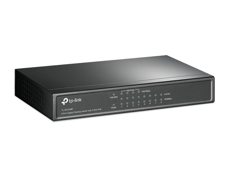 TP-Link TL-SG1008P, Unmanaged, Gigabit Ethernet (10/100/1000), Full duplex, Power over Ethernet (PoE)