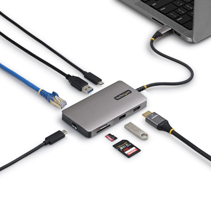 StarTech 9-in-1 USB-C Multiport Adapter with 4K 60Hz HDMI, 140W Power Delivery, USB 10Gbps, GbE, SD and MicroSD Slots, Plug-and-Play Mini Dock for Dell, HP, Lenovo Laptops