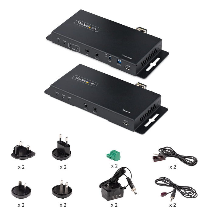 StarTech 4K HDMI over Fiber Extender Kit, 4K 60Hz up to 3300ft (Single Mode) or 1000ft (Multimode) LC Fiber Optic, HDR, HDCP, Audio/RS232/IR Extender, Transmitter and Receiver Kit (ST121HD20FXA2)