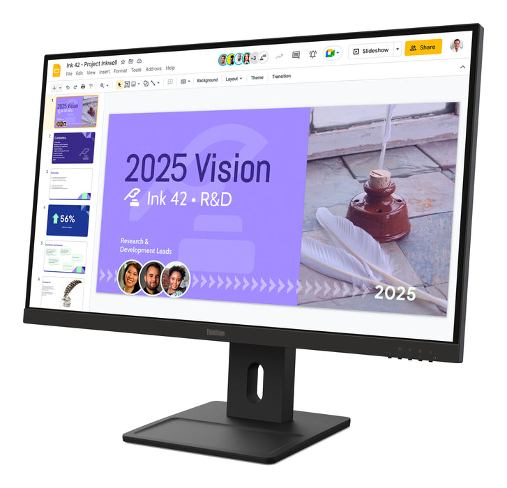Lenovo ThinkVision E27Q-40, 68.6 cm (27"), 2560 x 1440 pixels, Quad HD, LCD, 6 ms, Black
