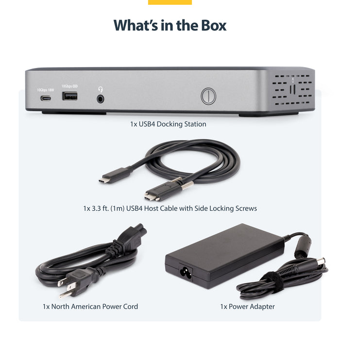 StarTech.com Triple-Monitor USB4 Docking Station, 4K 60Hz HDMI or DisplayPort, 100W Laptop Charging, 2.5GbE, USB-C Multi-Monitor Dock, Driverless, Wired, USB4, 3.5 mm, 10,100,1000,2500 Mbit/s, Grey, 40 Gbit/s