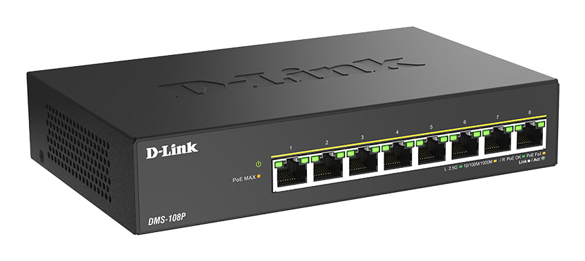 D-Link 8-Port 2.5G Multi-Gigabit PoE++ Unmanaged Switch, Unmanaged, 2.5G Ethernet (100/1000/2500), Power over Ethernet (PoE)
