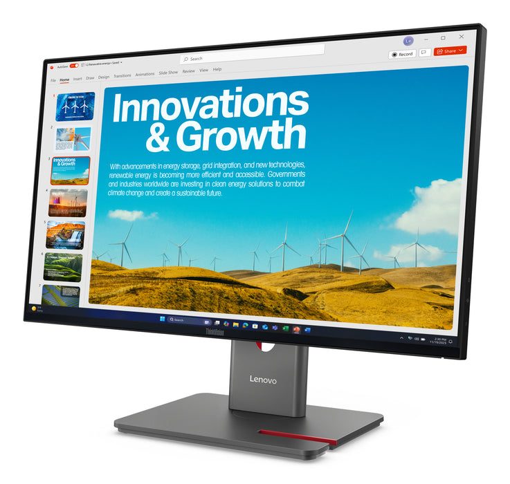 Lenovo ThinkVision P24QD-40 Monitor, 60.5 cm (23.8"), 2560 x 1440 pixels, Wide Quad HD, LED, 6 ms, Black