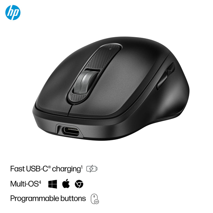 HP 515 Ultra-Fast Rechargeable Wireless Mouse, Ambidextrous, RF Wireless, 4000 DPI, Black