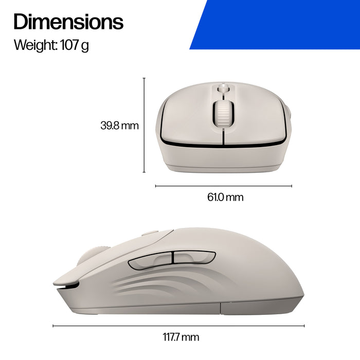 HP 400 Quiet Wireless Mouse, Ambidextrous, RF Wireless + Bluetooth, 6000 DPI, Purple