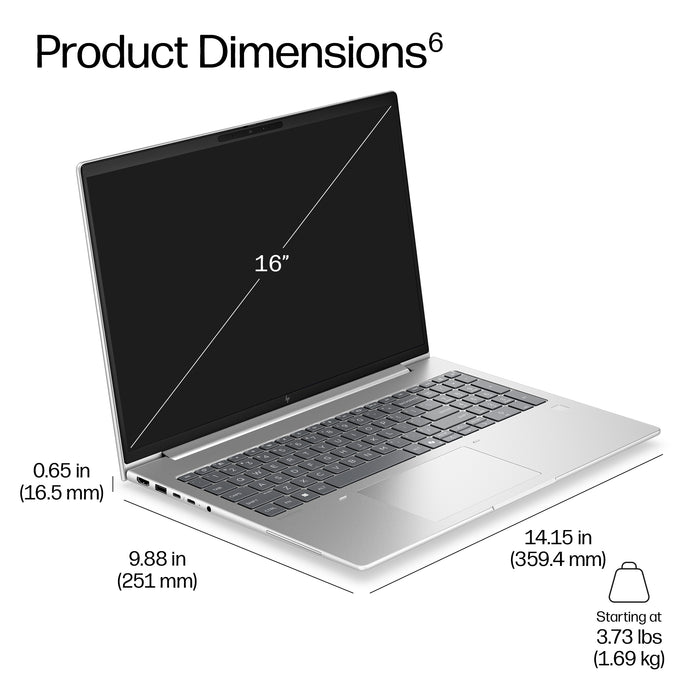 HP EliteBook 6 G2i 16 AI PC, Intel Core 7, 40.6 cm (16"), 1920 x 1200 pixels, 16 GB, 512 GB, Windows 11 Pro
