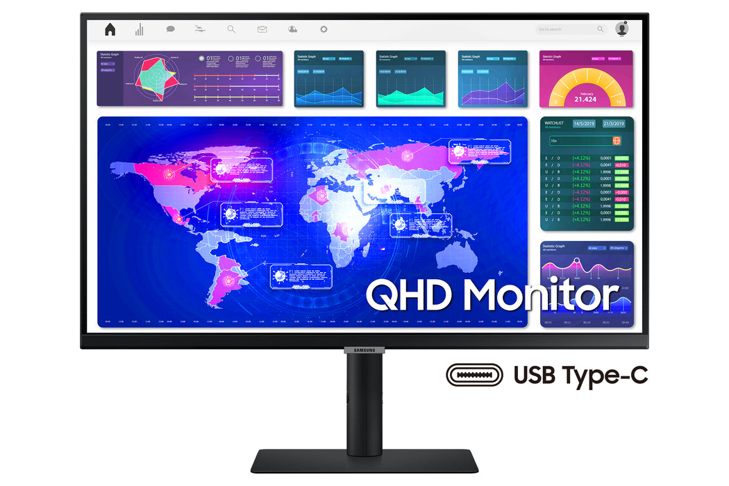 Samsung LS27A600UUUXXU, 68.6 cm (27"), 2560 x 1440 pixels, Quad HD, LCD, 5 ms, Black