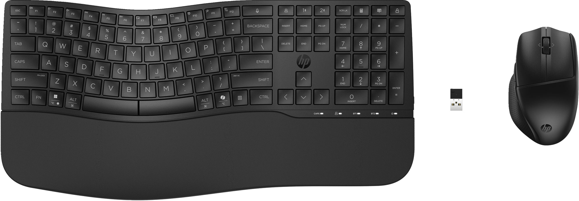 HP 685 Comfort Dual-Mode Keyboard and Mouse Combo, Full-size (100%), Wireless, RF Wireless + Bluetooth, Black, Mouse included