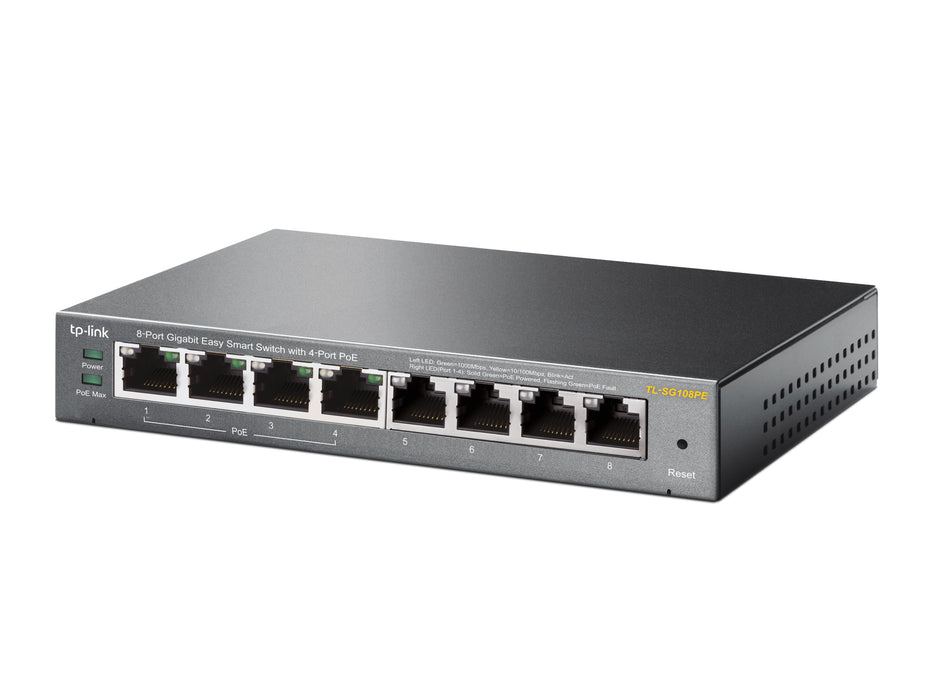 TP-Link 8-Port Gigabit Easy Smart Switch with 4-Port PoE, Managed, L2, Gigabit Ethernet (10/100/1000), Power over Ethernet (PoE)