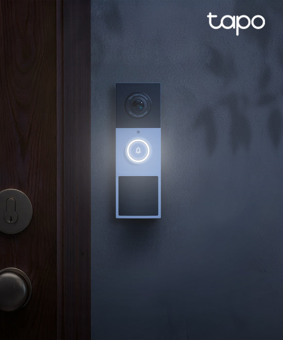 TP-Link Tapo Video Doorbell Camera, Black, White, IP65, 150°, IR, Wall, Tapo Care Cloud Storage Services