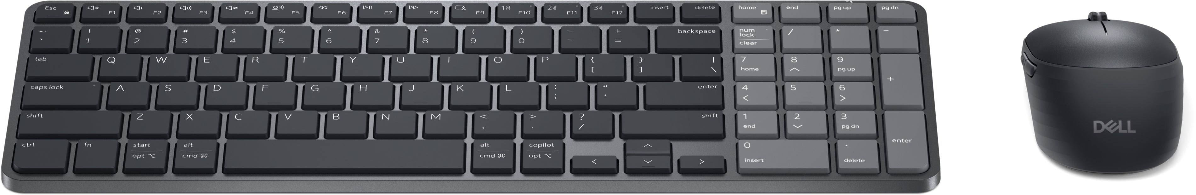 DELL Pro 7 KM746, Wireless, RF Wireless + Bluetooth, Scissor key switch, QWERTY, Graphite, Mouse included