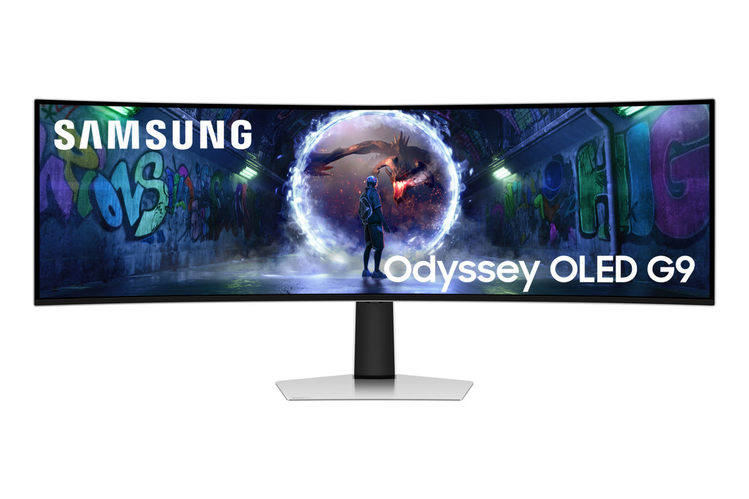 Samsung 49" Odyssey OLED G93SD DQHD, 240Hz Gaming Monitor, 124.5 cm (49"), 5120 x 1440 pixels, Dual QHD, OLED, 0.03 ms, Silver