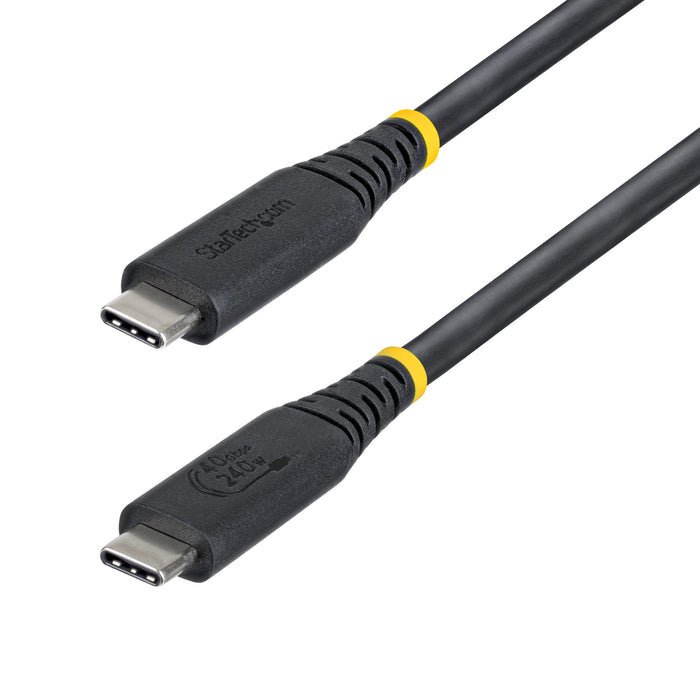 StarTech.com 50cm (1.6ft) USB4 Cable, 40Gbps, USB-IF Certified USB-C Cable, 240W PD, 8K 60Hz/4K 240Hz DP2.1 DP40, TPE Jacket, Thunderbolt 4 Compatible - Black USB-C Cord, 0.5 m, USB C, USB C, USB4 Gen 3x2, 40 Gbit/s, Black