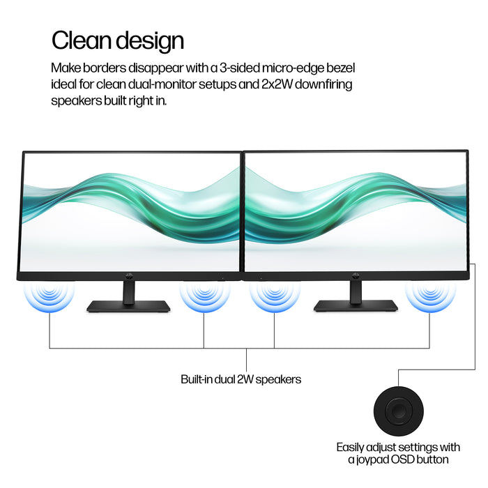 HP Series 3 Pro 21.5 inch FHD Monitor 322ph, 54.6 cm (21.5"), 1920 x 1080 pixels, Full HD, LCD, 5 ms, Black