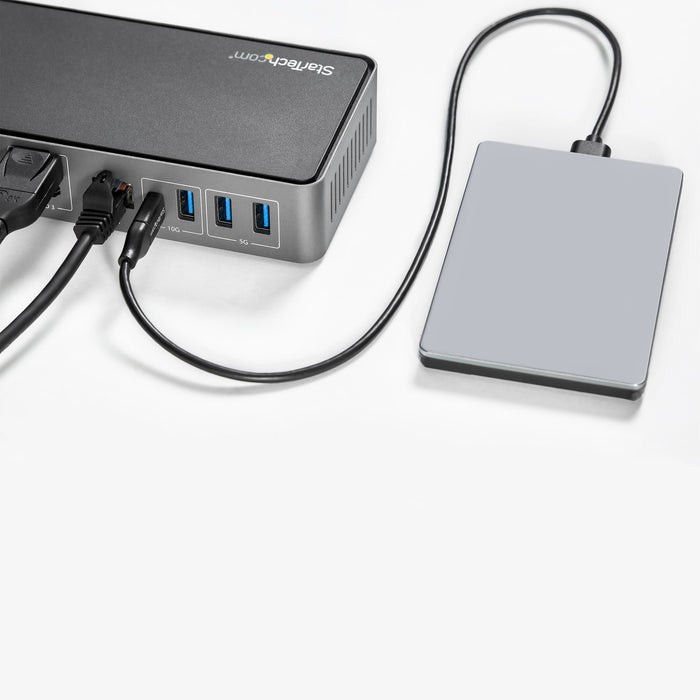 StarTech.com USB-C & USB-A Dock - Hybrid Universal Triple Monitor Laptop Docking Station DisplayPort & HDMI 4K 60Hz - 85W Power Delivery, 6x USB Hub, GbE, Audio - USB 3.1 Gen 2 10Gbps , TAA (DK31C3HDPDUE)