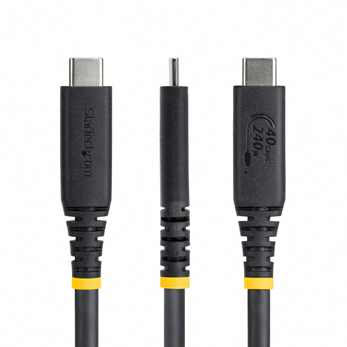 StarTech.com 50cm (1.6ft) USB4 Cable, 40Gbps, USB-IF Certified USB-C Cable, 240W PD, 8K 60Hz/4K 240Hz DP2.1 DP40, TPE Jacket, Thunderbolt 4 Compatible - Black USB-C Cord, 0.5 m, USB C, USB C, USB4 Gen 3x2, 40 Gbit/s, Black