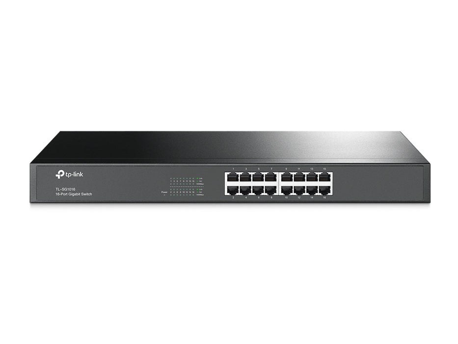 TP-Link TL-SG1016, Unmanaged, Gigabit Ethernet (10/100/1000), Full duplex, Rack mounting, 1U
